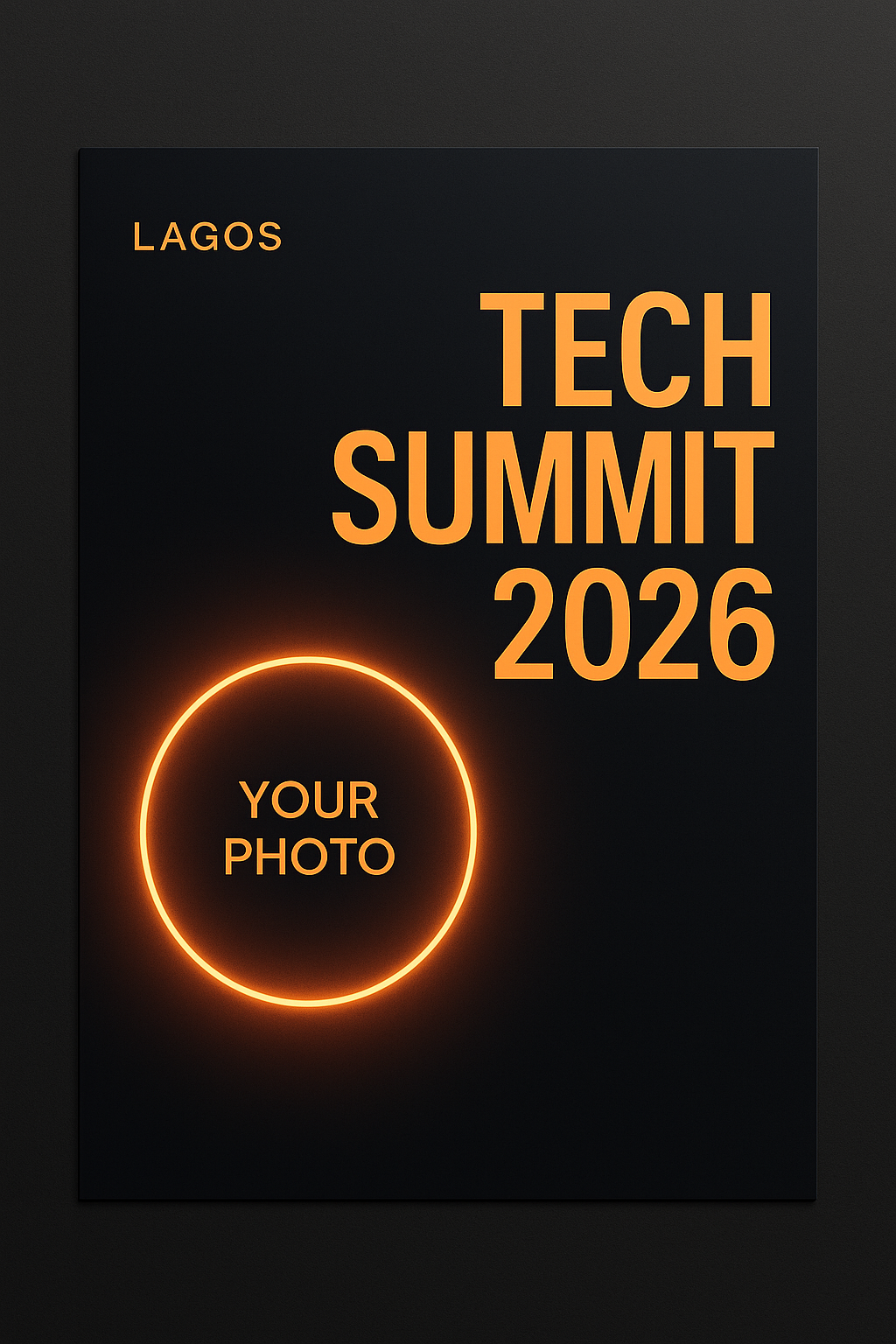 Tech summit event flier with face placeholder